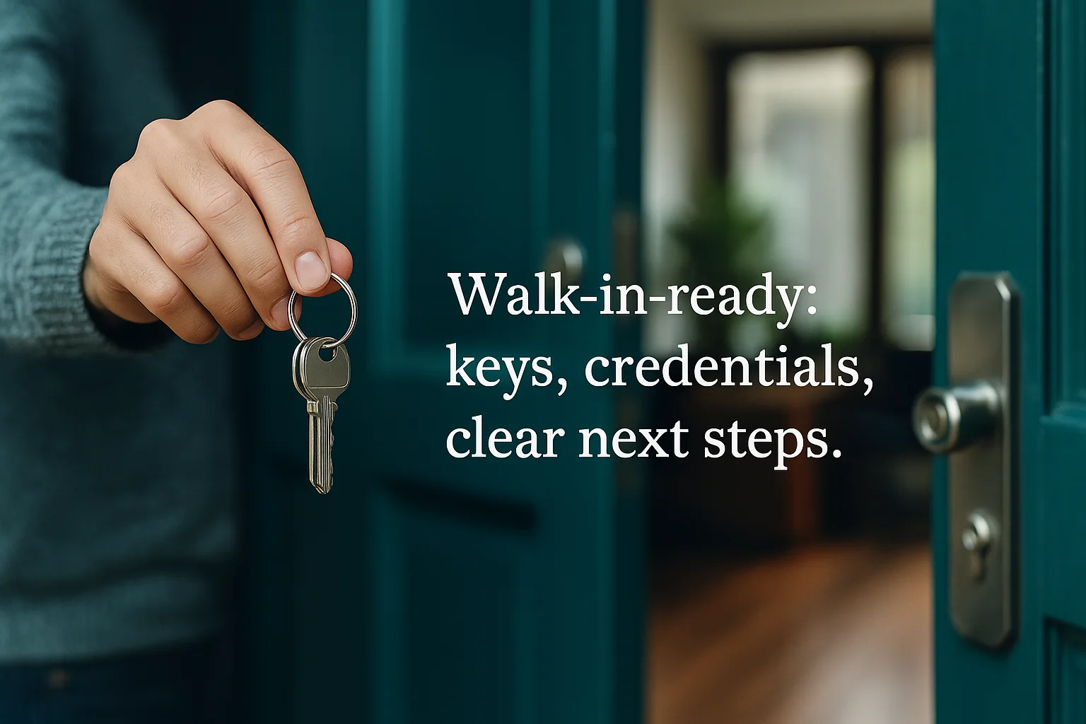 Walk-in-ready: keys and open door