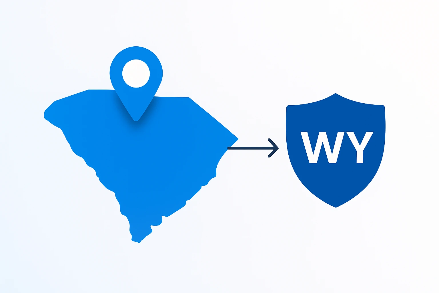 Stylized illustration connecting Wyoming holding to a South Carolina operating company